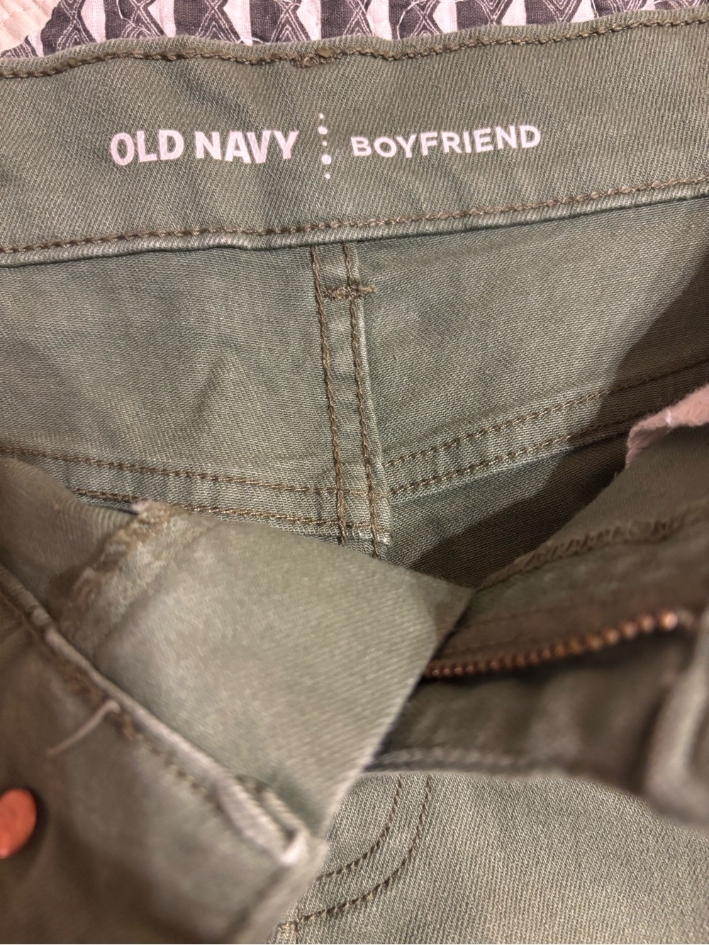 Old Navy Olive Green Frayed Hem Denim Shorts - Picture 3 of 4